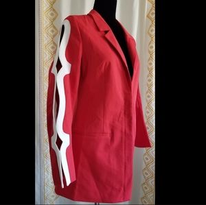 Eleanor Red Blazer with Cut-out Sleeve Design